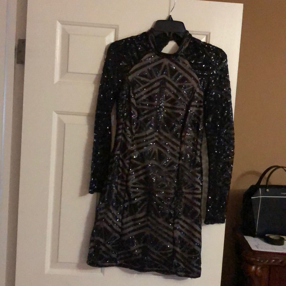 Black sequin mini dress. Like new